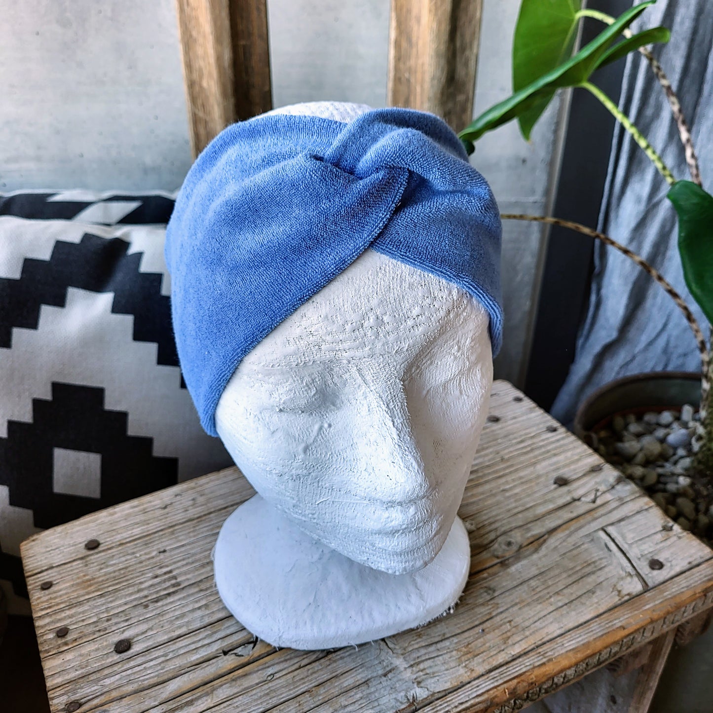 Frotteestirnband Kreuz blau