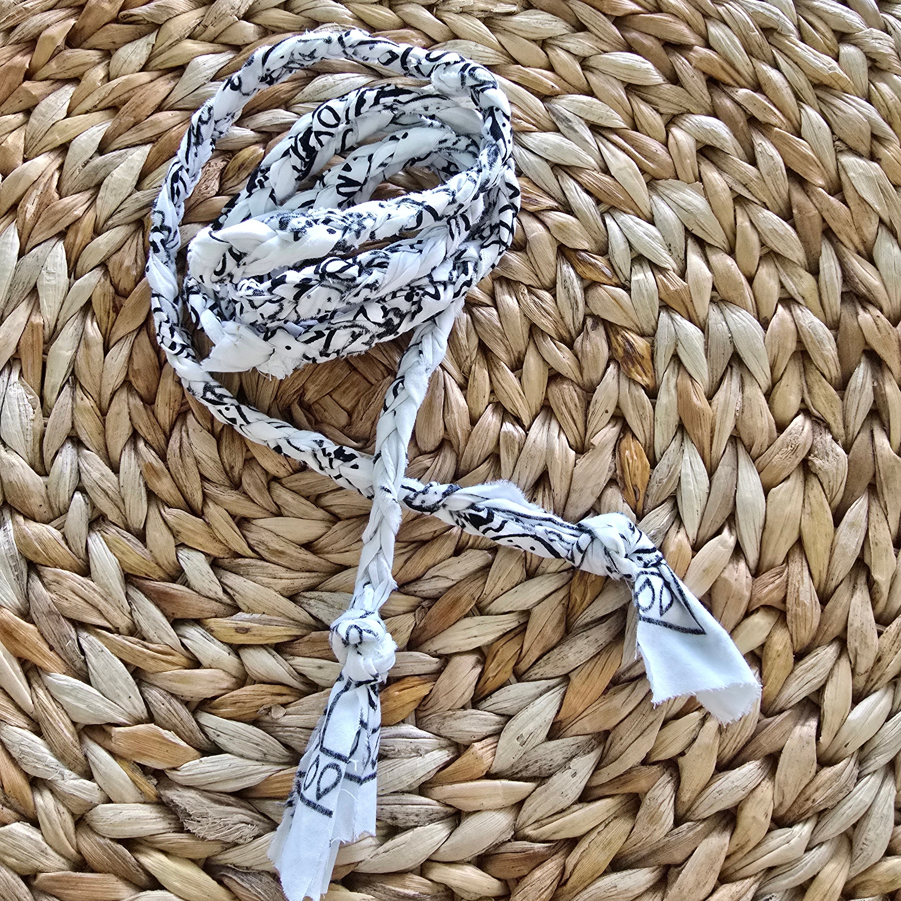 Bandana Kordel weiss/schwarz