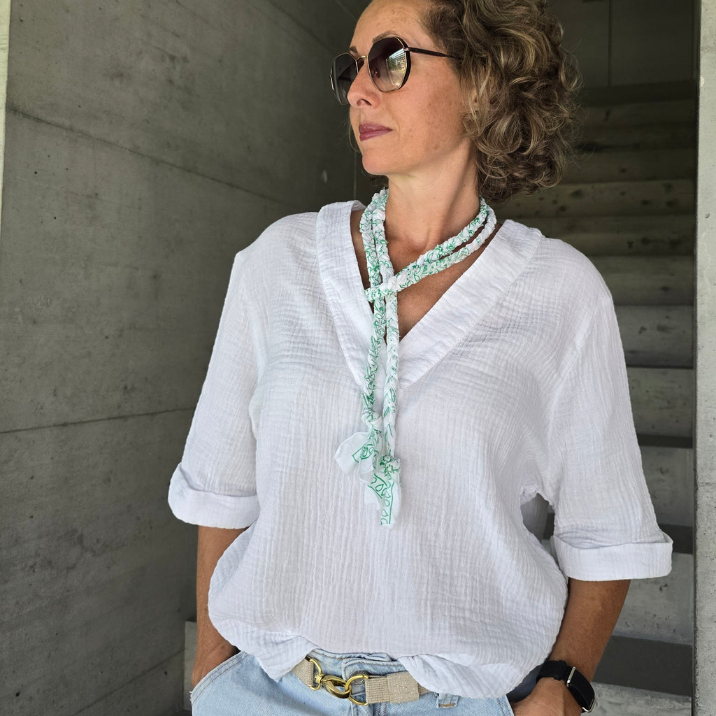 Bandana Kordel weiss/grün