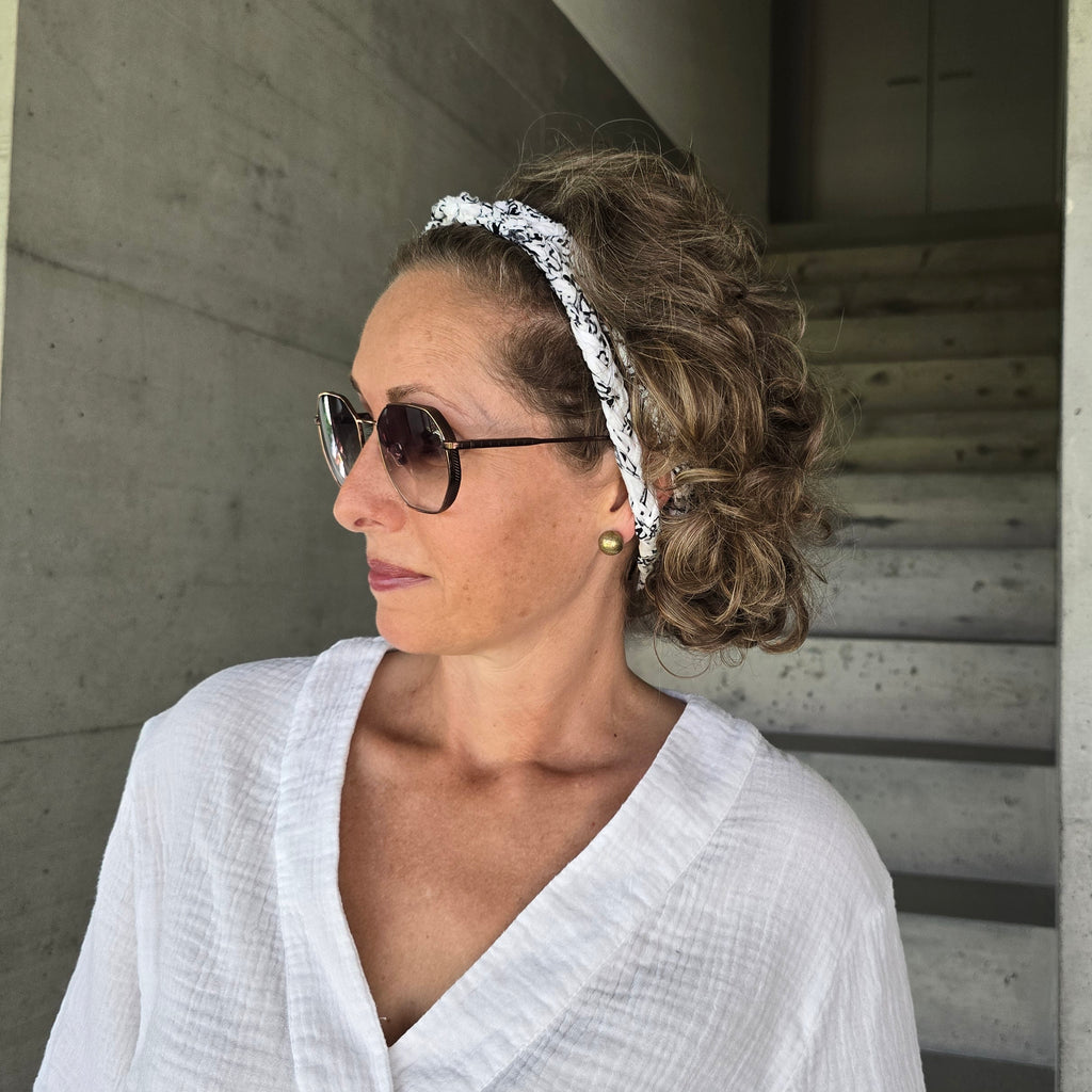 Bandana Kordel weiss/schwarz