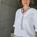 Bandana Kordel weiss/schwarz