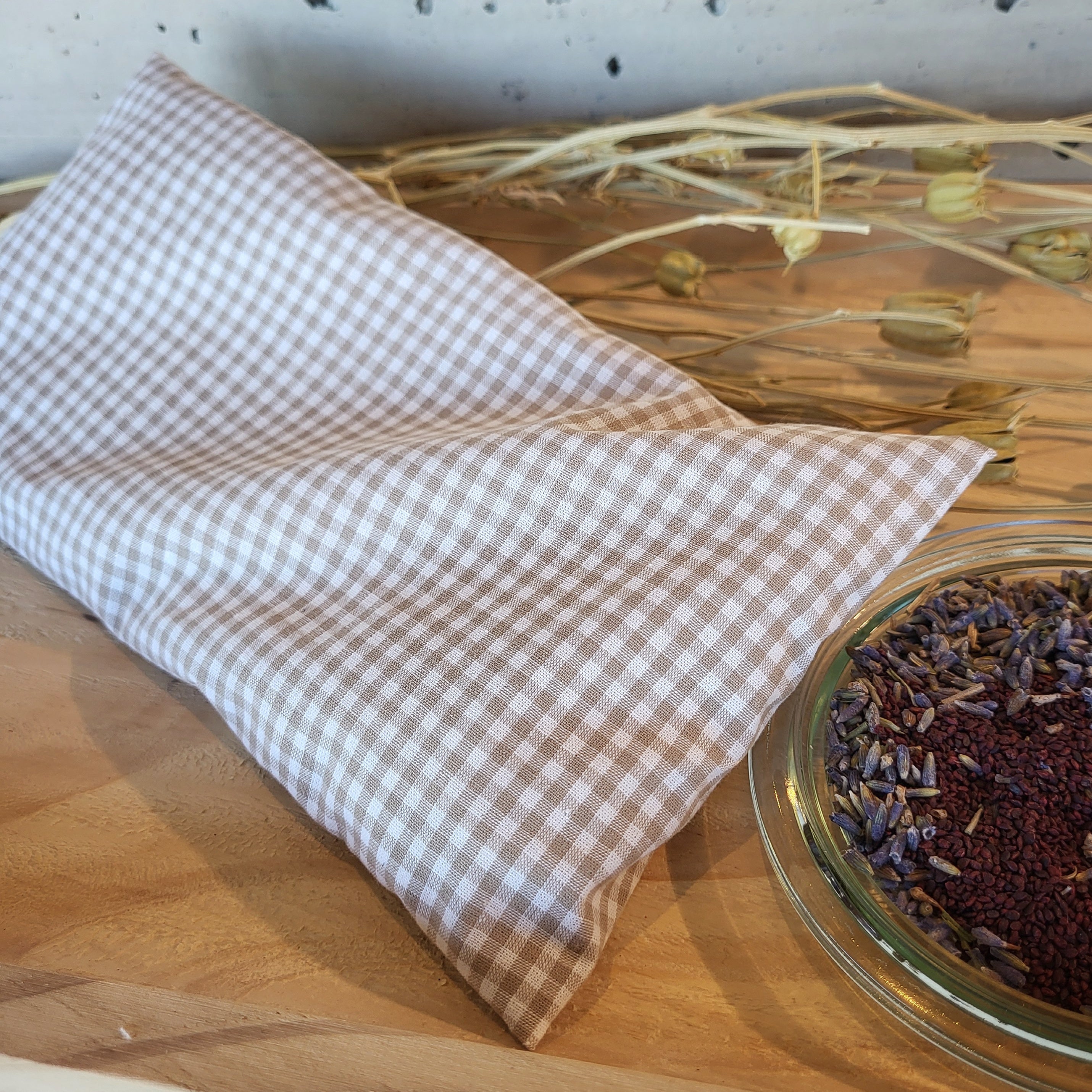 Augen Wellness Kissen / Beulentröster beige Karo