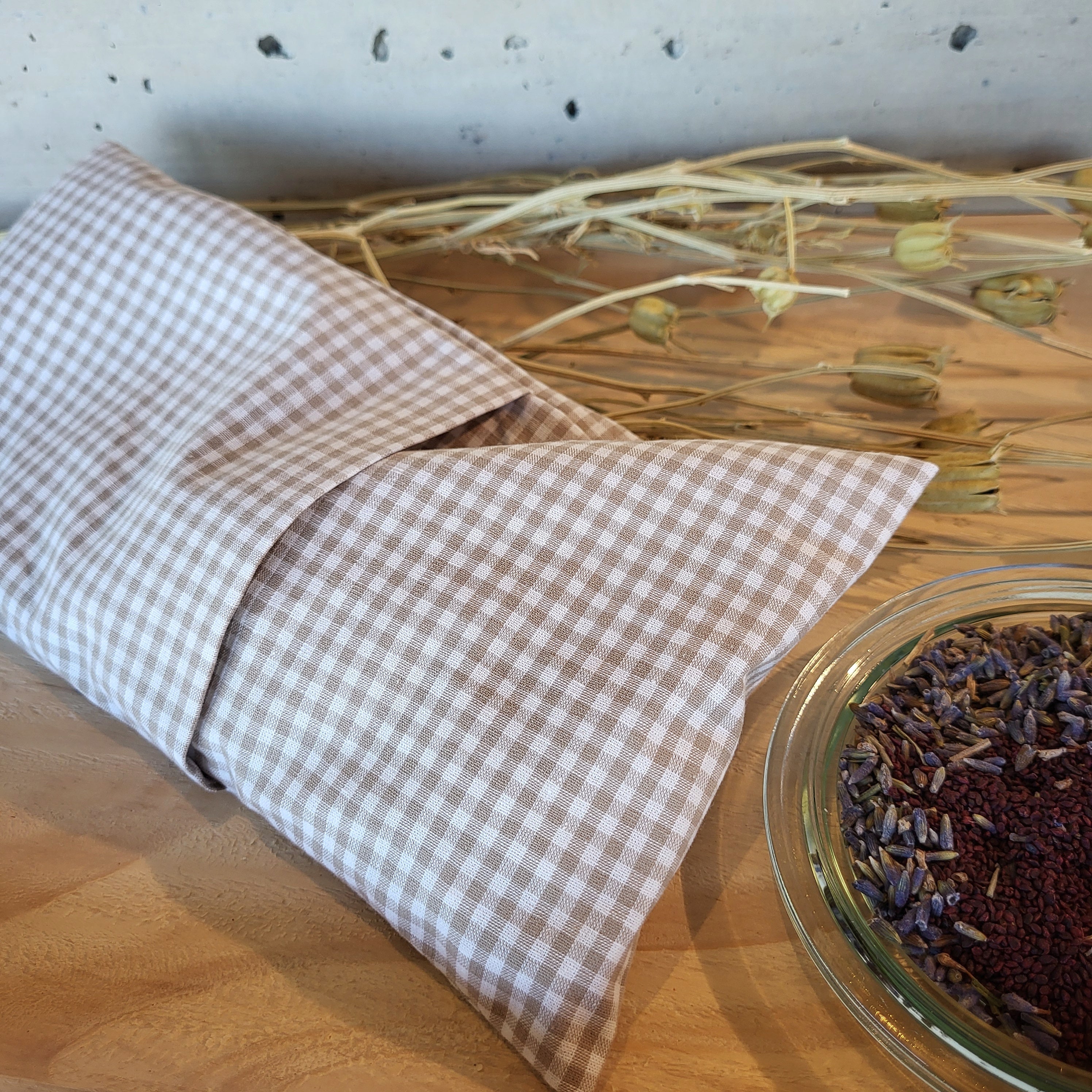 Augen Wellness Kissen / Beulentröster beige Karo