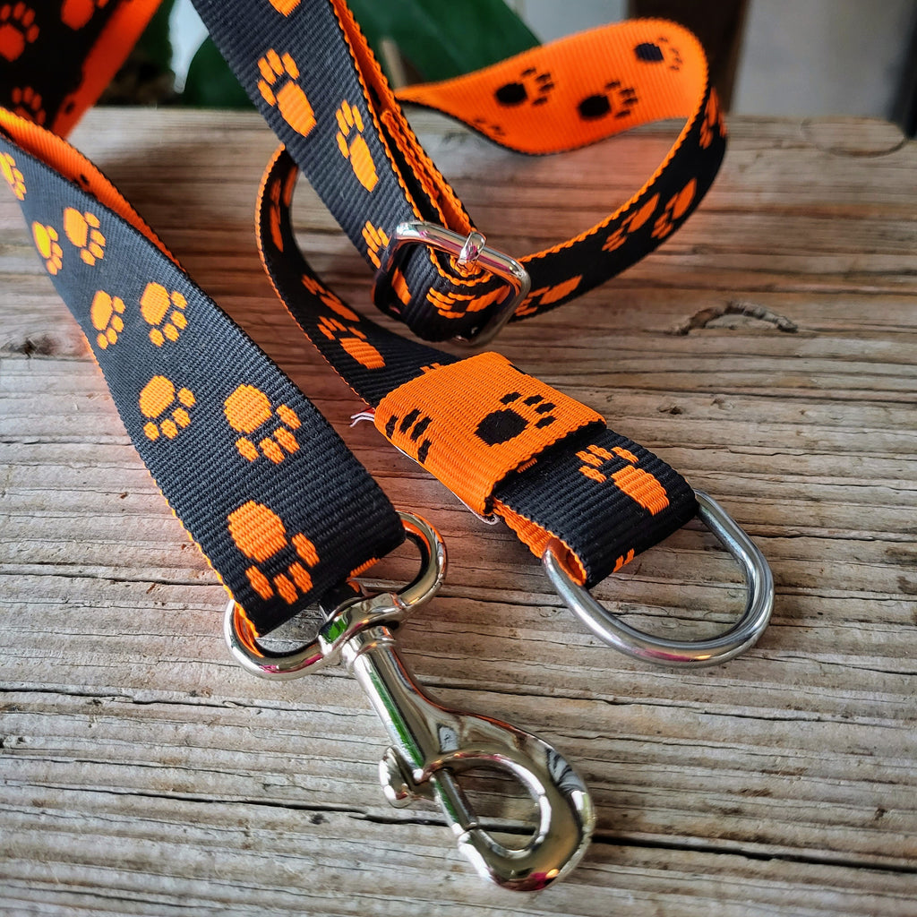 Gurt Pfoten schwarz/neonorange