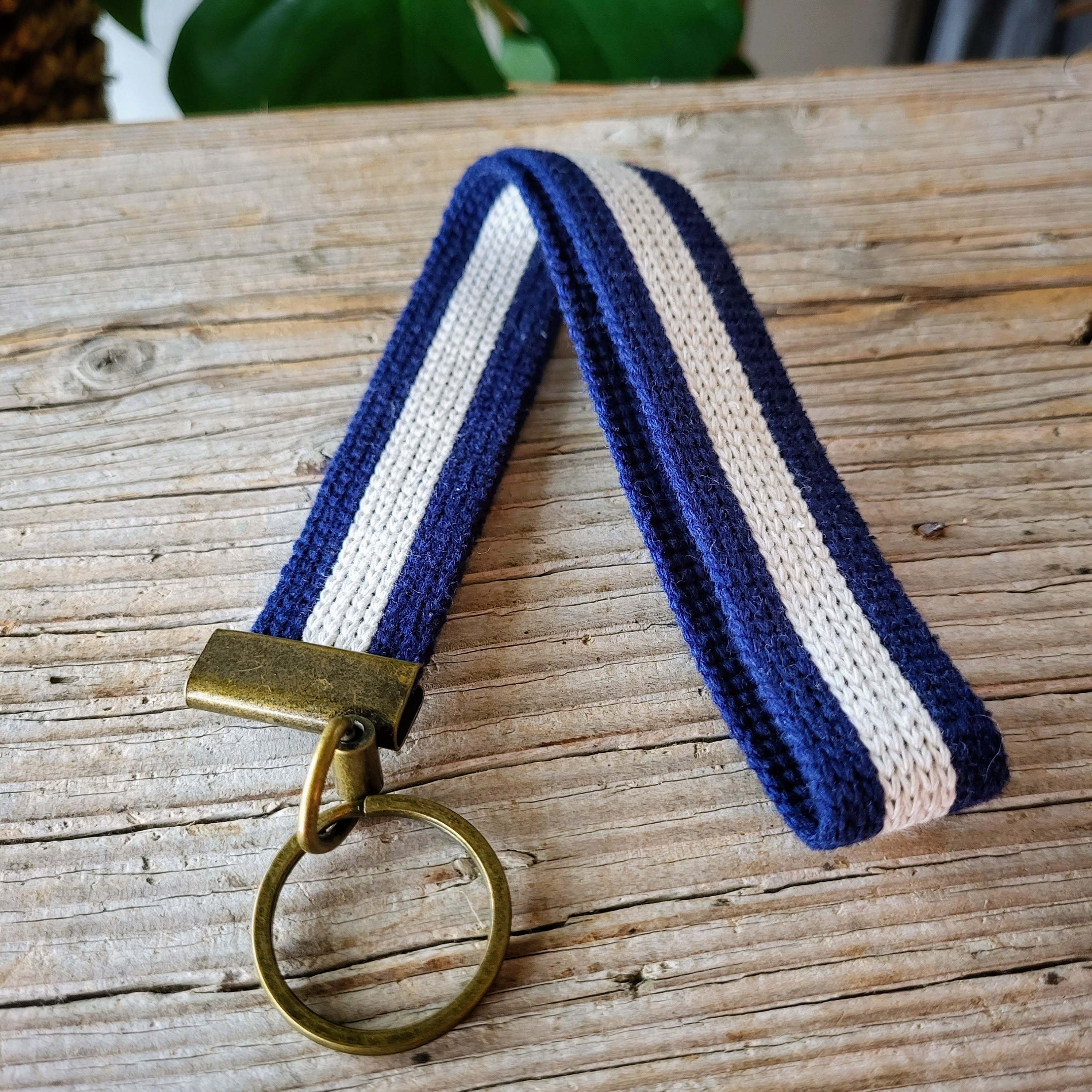Schlüsselband Stripe marine / beige