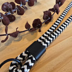 Schlüsselband lang schwarz/weiss