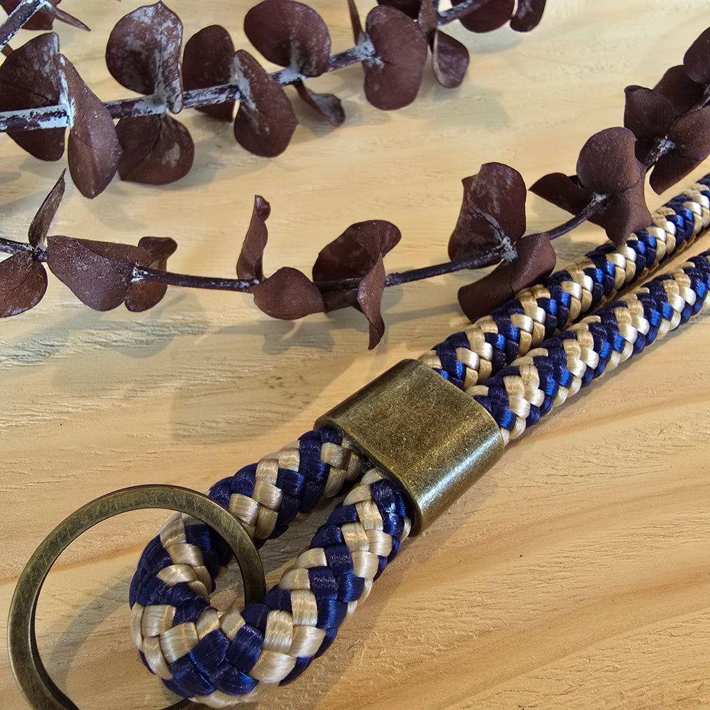 Schlüsselband lang marine/beige