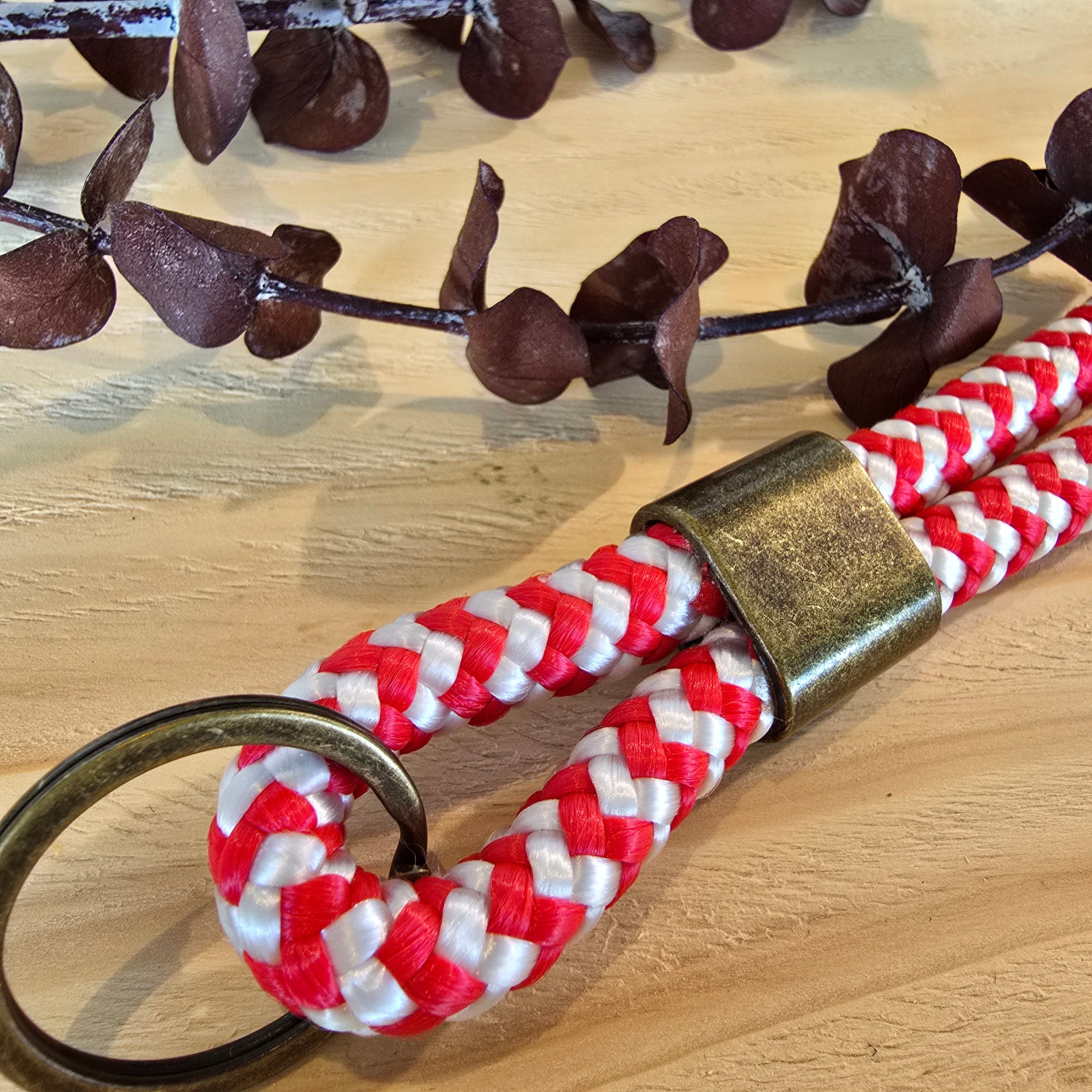 Schlüsselband lang rot/weiss