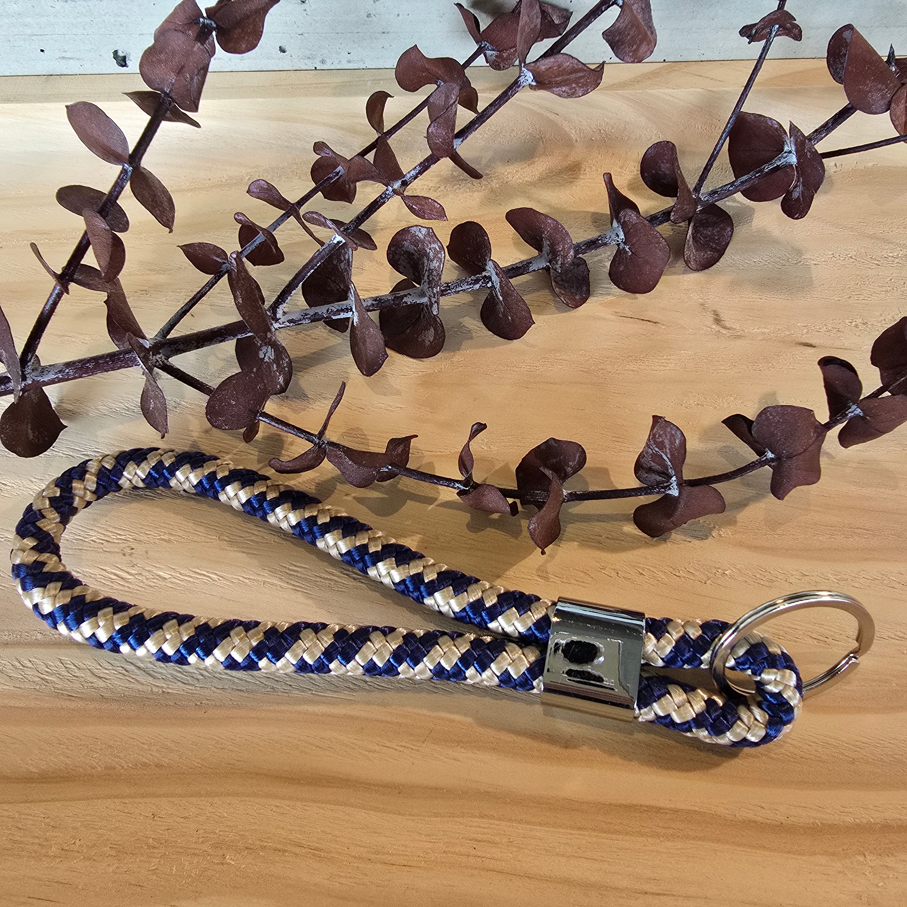 Schlüsselband kurz marine/beige