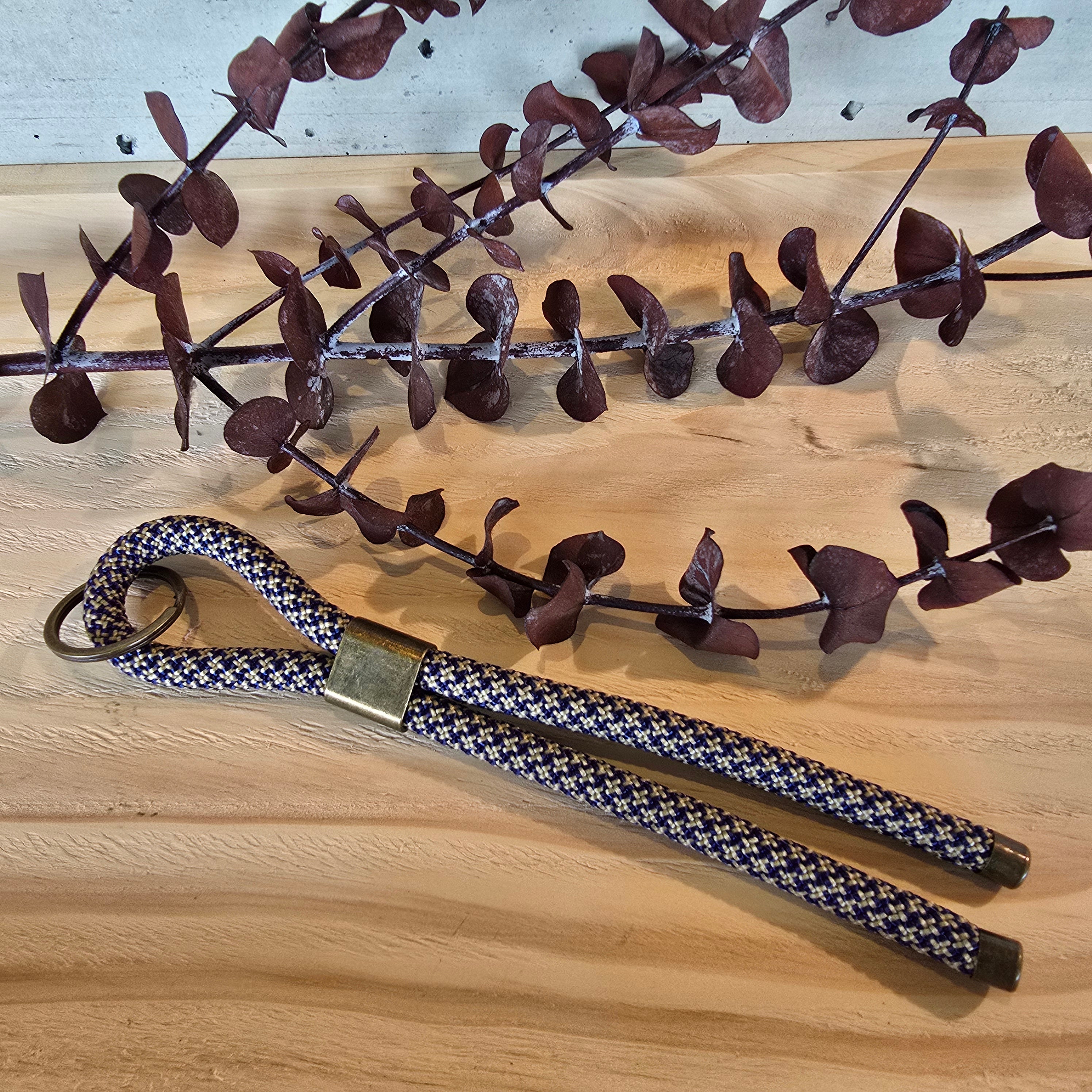 Schlüsselband kurz marine/beige