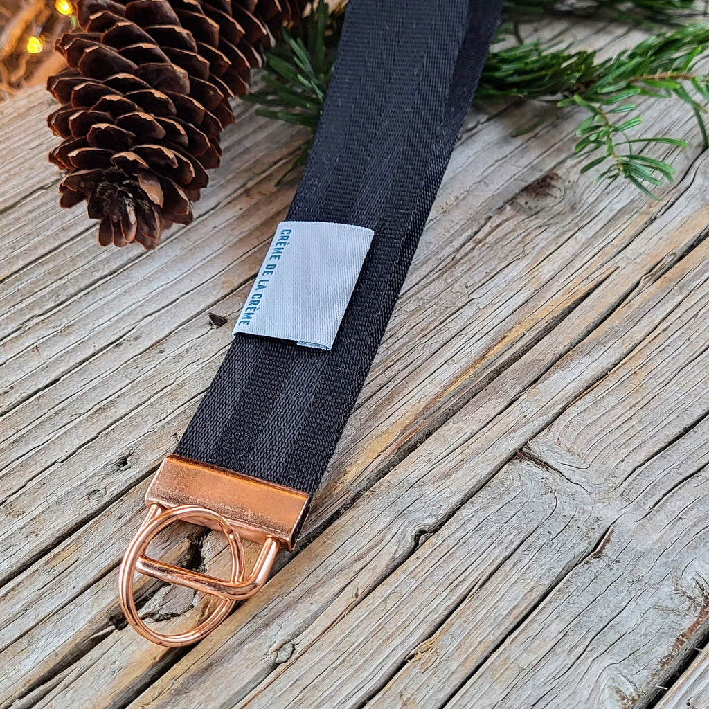 Schlüsselband schwarz / rosegold "crème de la crème"