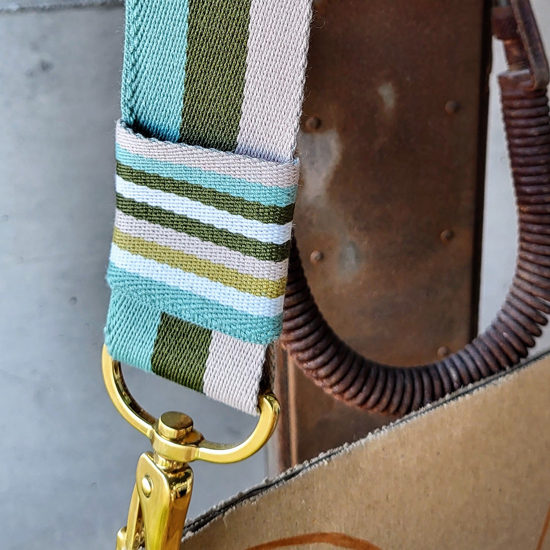 Taschengurt Stripe grün / beige