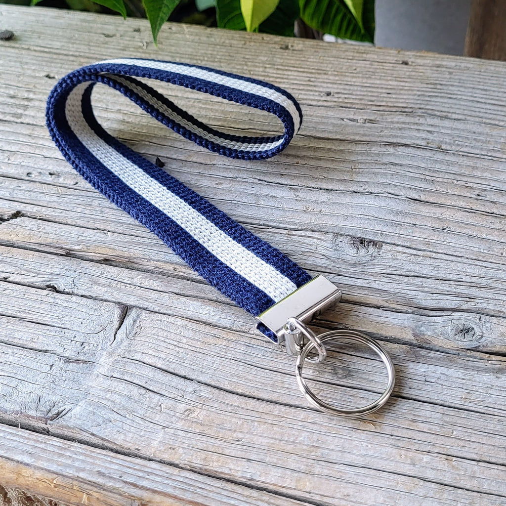 Schlüsselband Stripe marine / beige